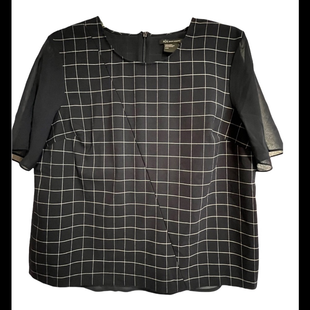 A/X Armani Exchange navy checked blouse